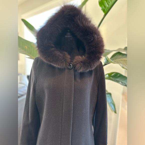 Forecaster BOSTON PLATINUM REAL FOX FUR 75% VIRGIN WOOL Mix Women Hood Coat 16 - Picture 2 of 14